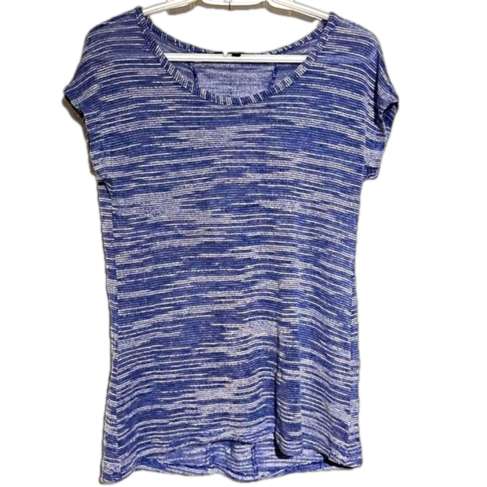 Candy couture blue/white striped shirt